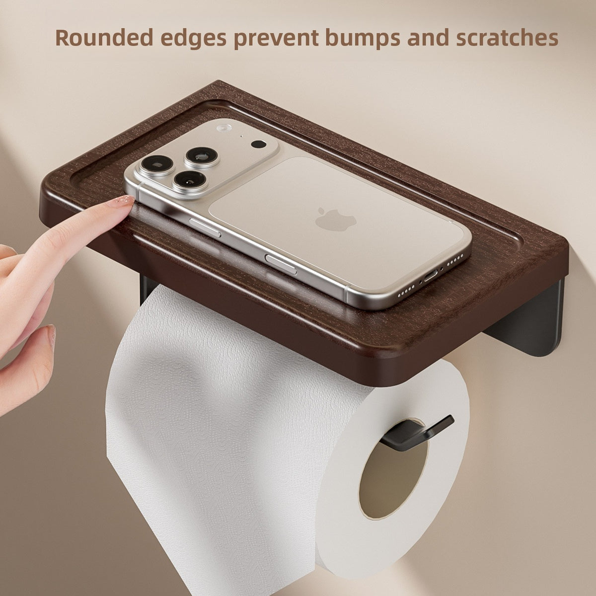 Walnut Finish Steel Wall-Mounted Paper Towel Rack