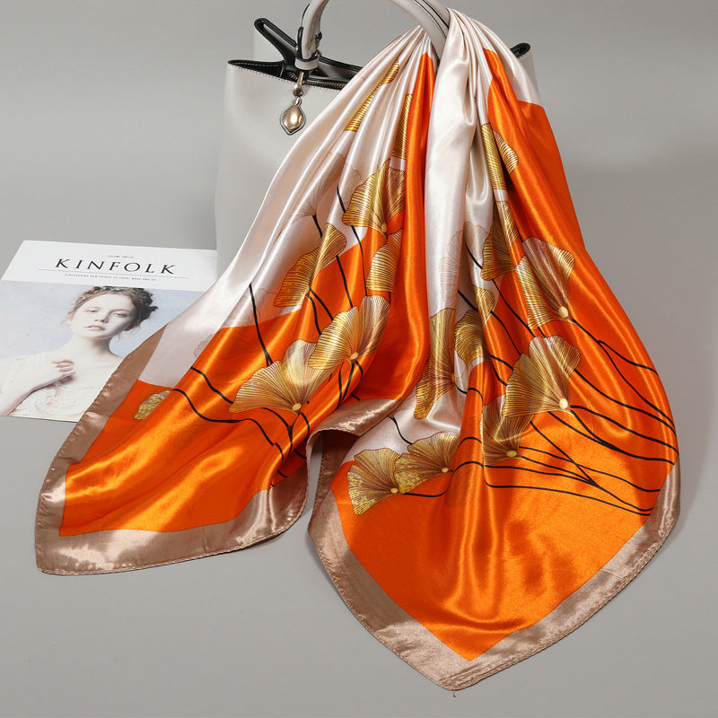 Premium Satin Fashion Scarf Floral & Botanical 90x90 Square Design