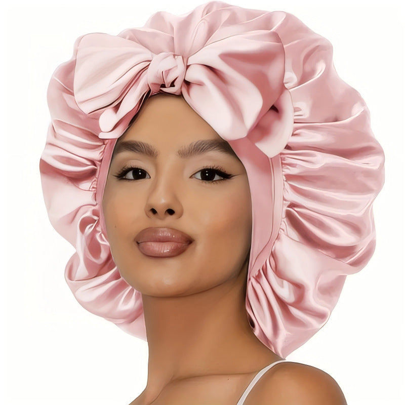 - Satin Sleep Cap for Women – Adjustable Night Bonnet with Bow, Anti‑Frizz & Moisture‑Wicking