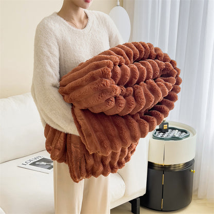 Plush Rabbit Fur Throw & Multi-Purpose Nap Blanket
