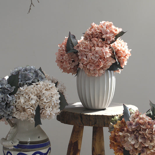 Vintage Silk Autumn Hydrangea Stem Realistic Artificial Floral Decor