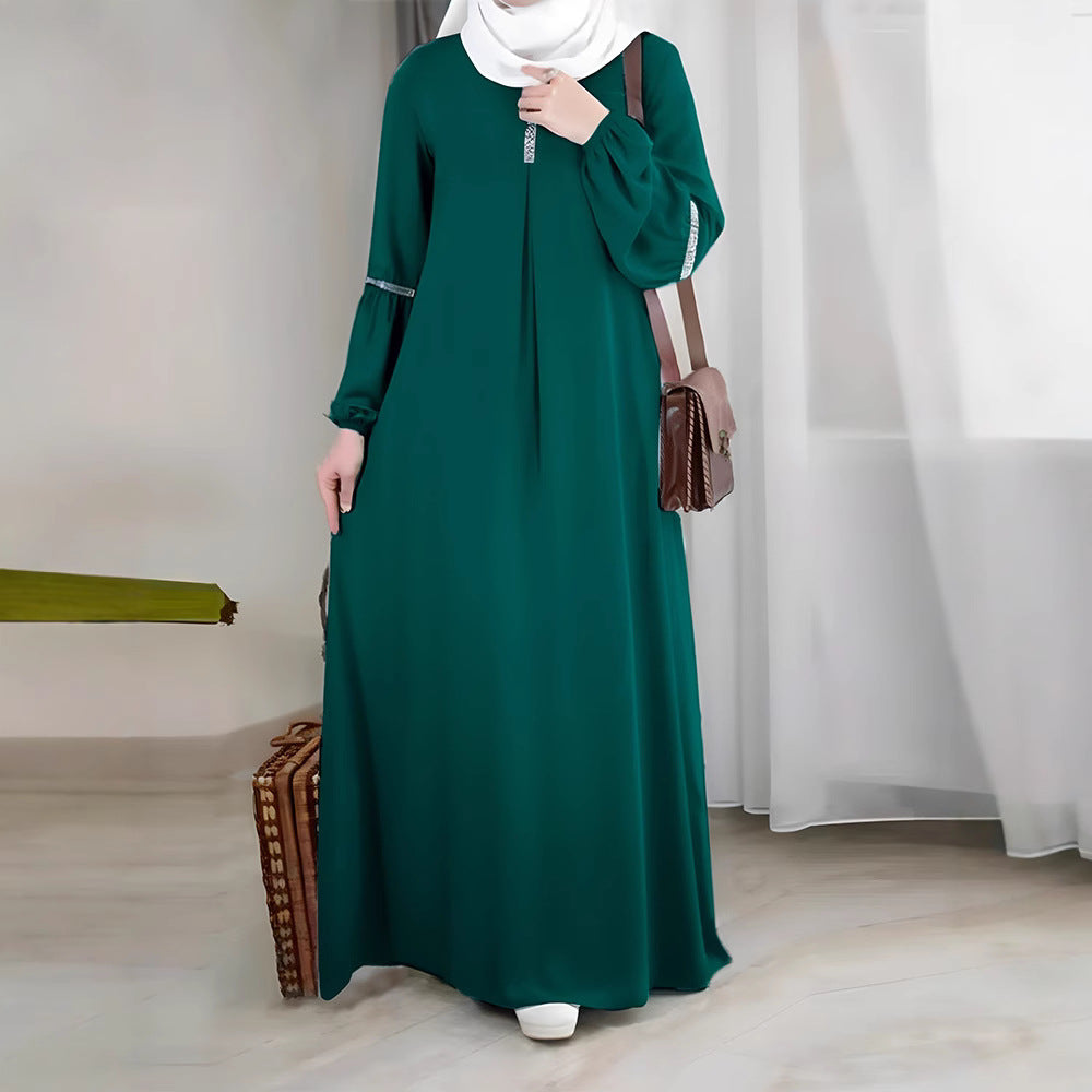 Sequin Long Sleeve Abaya for Women – Modest Full‑Length Dress