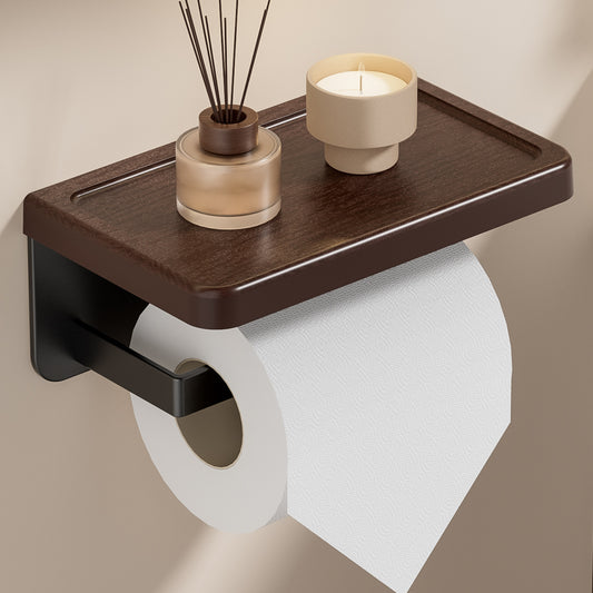 Walnut Finish Steel Wall-Mounted Paper Towel Rack