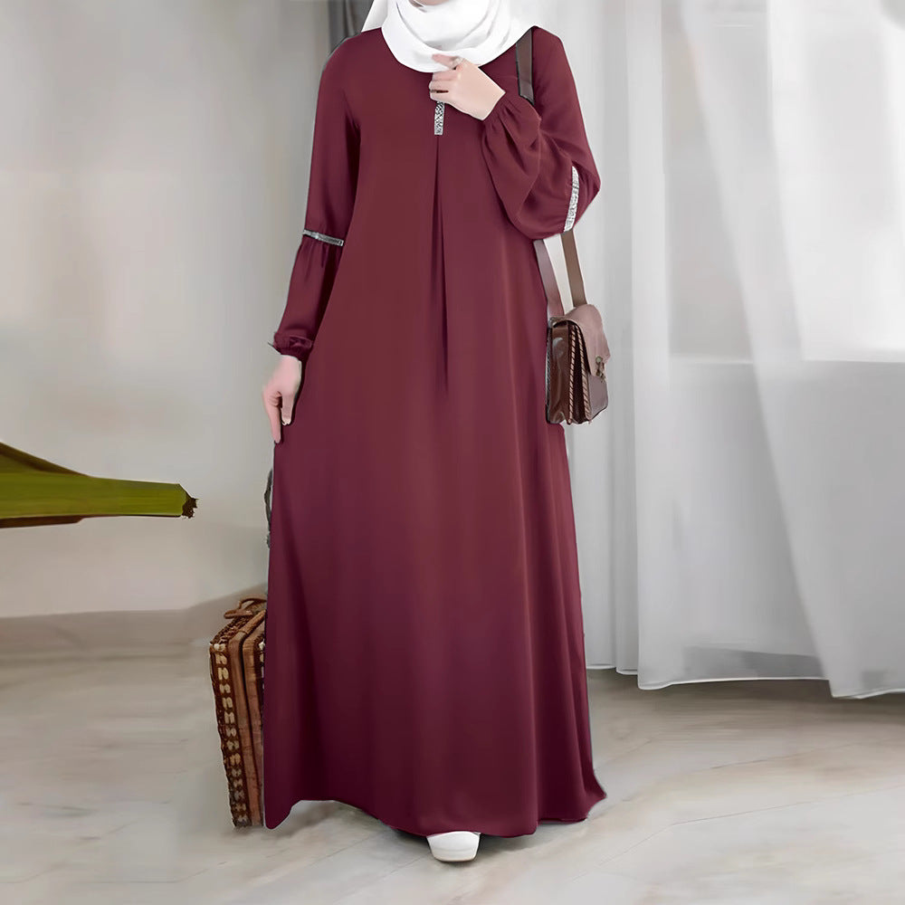 Sequin Long Sleeve Abaya for Women – Modest Full‑Length Dress