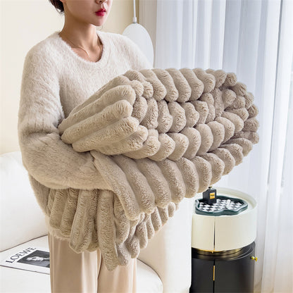 Plush Rabbit Fur Throw & Multi-Purpose Nap Blanket