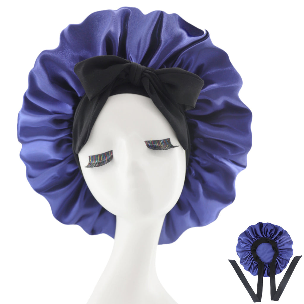 - Satin Sleep Cap for Women – Adjustable Night Bonnet with Bow, Anti‑Frizz & Moisture‑Wicking