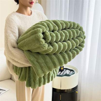 Plush Rabbit Fur Throw & Multi-Purpose Nap Blanket