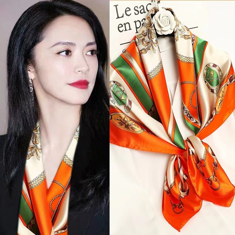 Premium Satin Fashion Scarf Floral & Botanical 90x90 Square Design