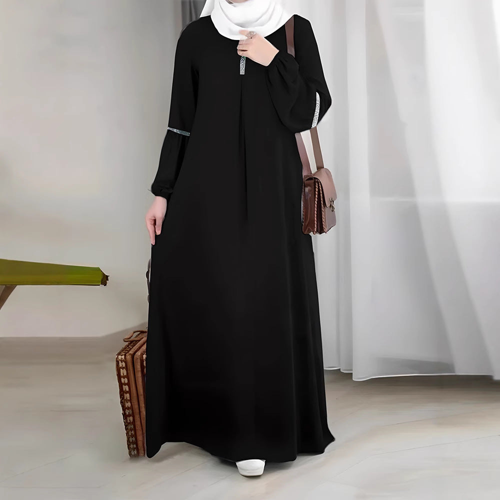 Sequin Long Sleeve Abaya for Women – Modest Full‑Length Dress