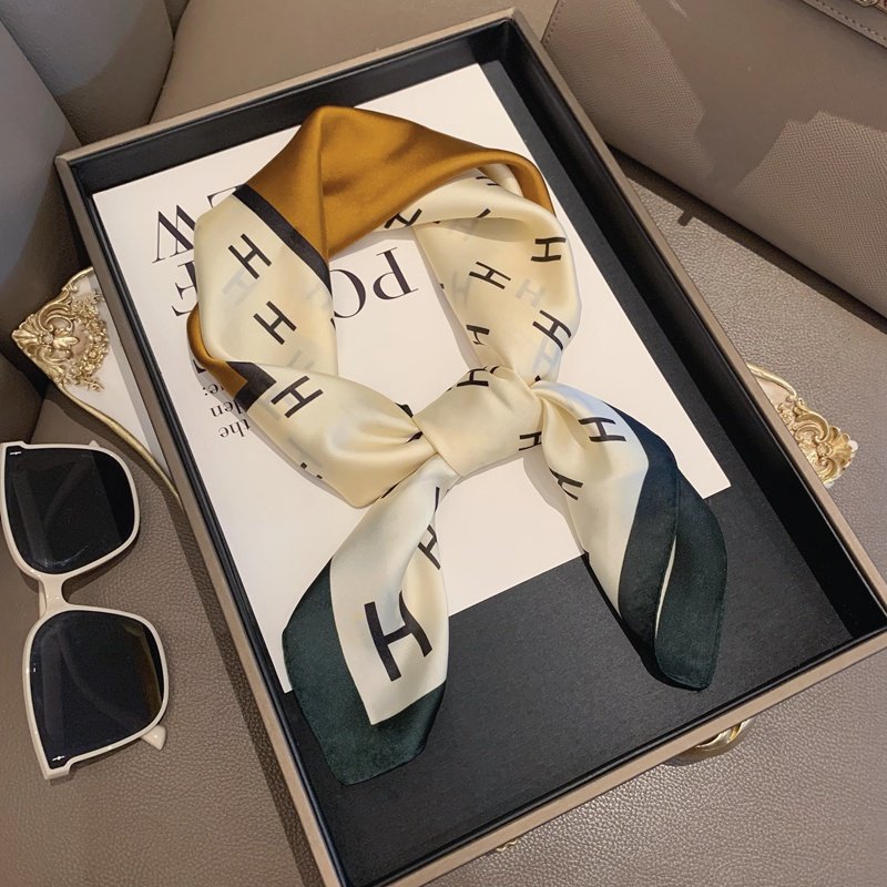 Premium Polyester Silk Feel Scarf 70cm Square, Artistic Geometric Design, Multi Style Accessory