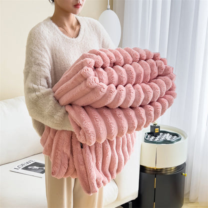 Plush Rabbit Fur Throw & Multi-Purpose Nap Blanket
