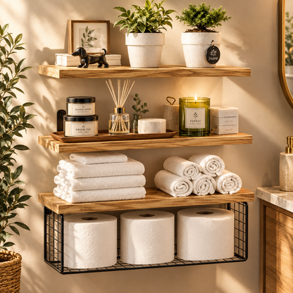 Aesthetic Wooden Tiered Wall Shelf