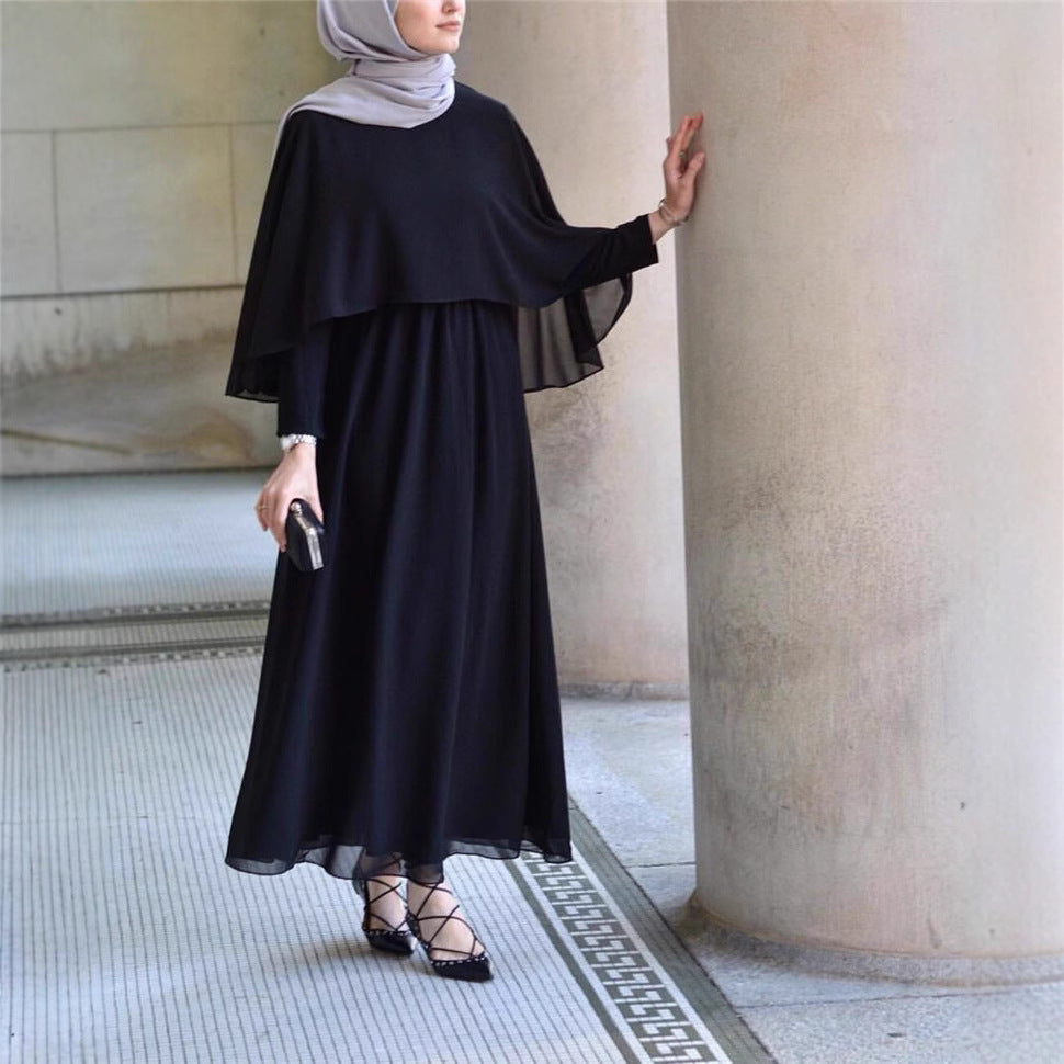 Luxury Silk Chiffon Cape Dress for Women