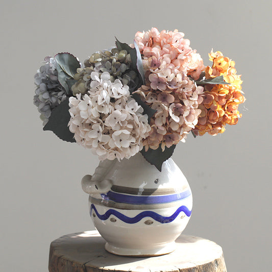 Vintage Silk Autumn Hydrangea Stem Realistic Artificial Floral Decor