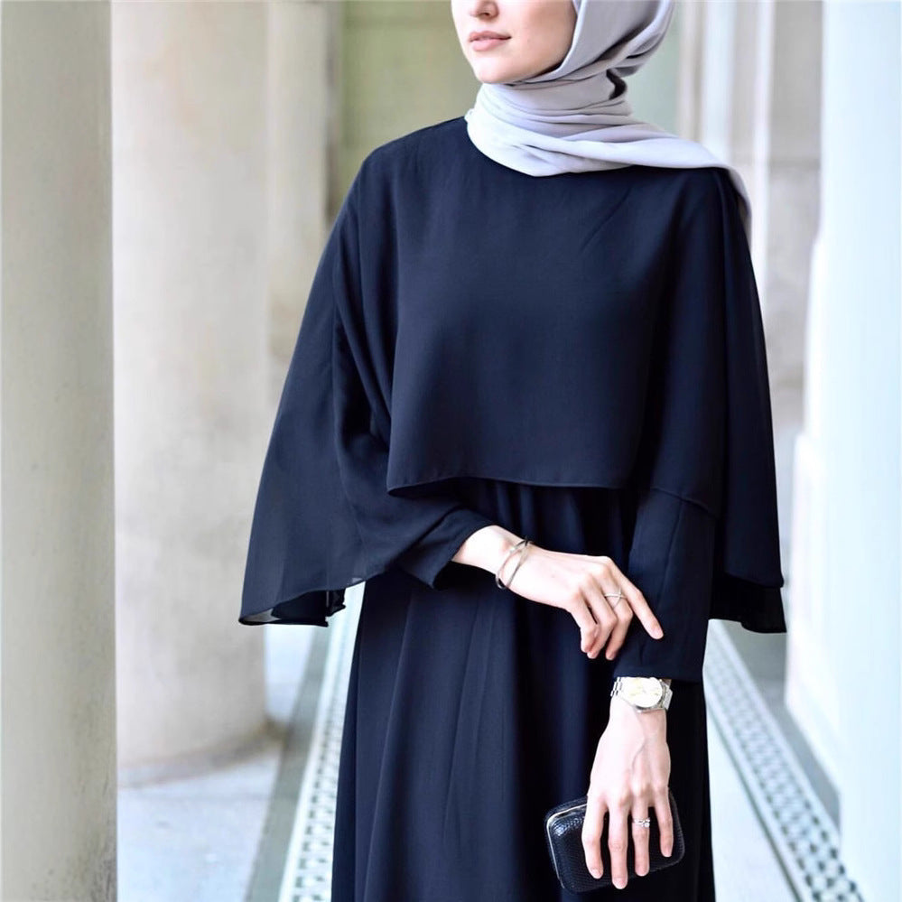 Luxury Silk Chiffon Cape Dress for Women