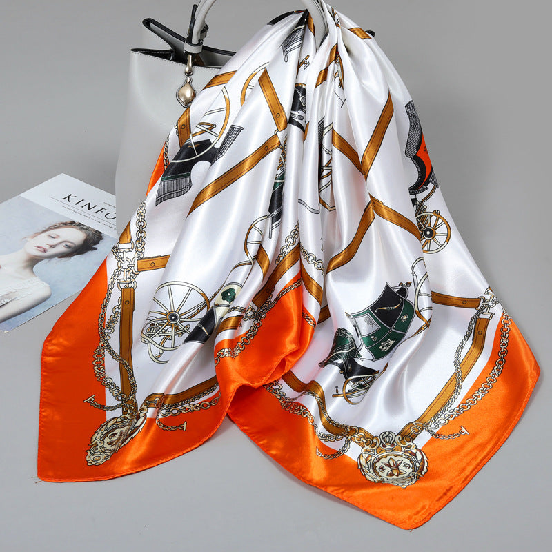 Premium Satin Fashion Scarf Floral & Botanical 90x90 Square Design