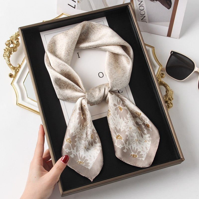 Premium Polyester Silk Feel Scarf 70cm Square, Artistic Geometric Design, Multi Style Accessory