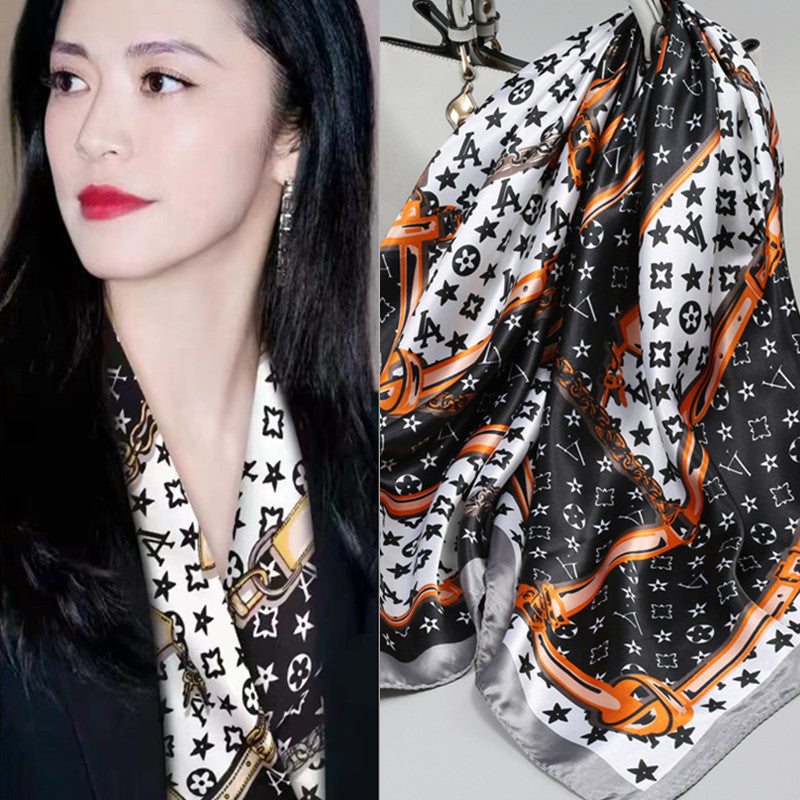 Premium Satin Fashion Scarf Floral & Botanical 90x90 Square Design