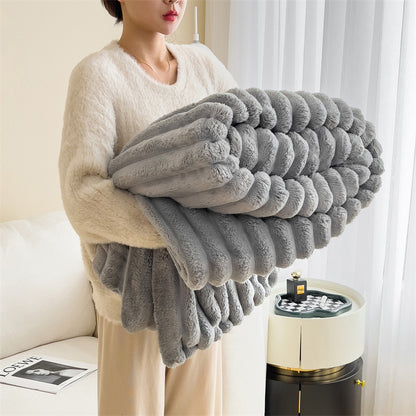 Plush Rabbit Fur Throw & Multi-Purpose Nap Blanket
