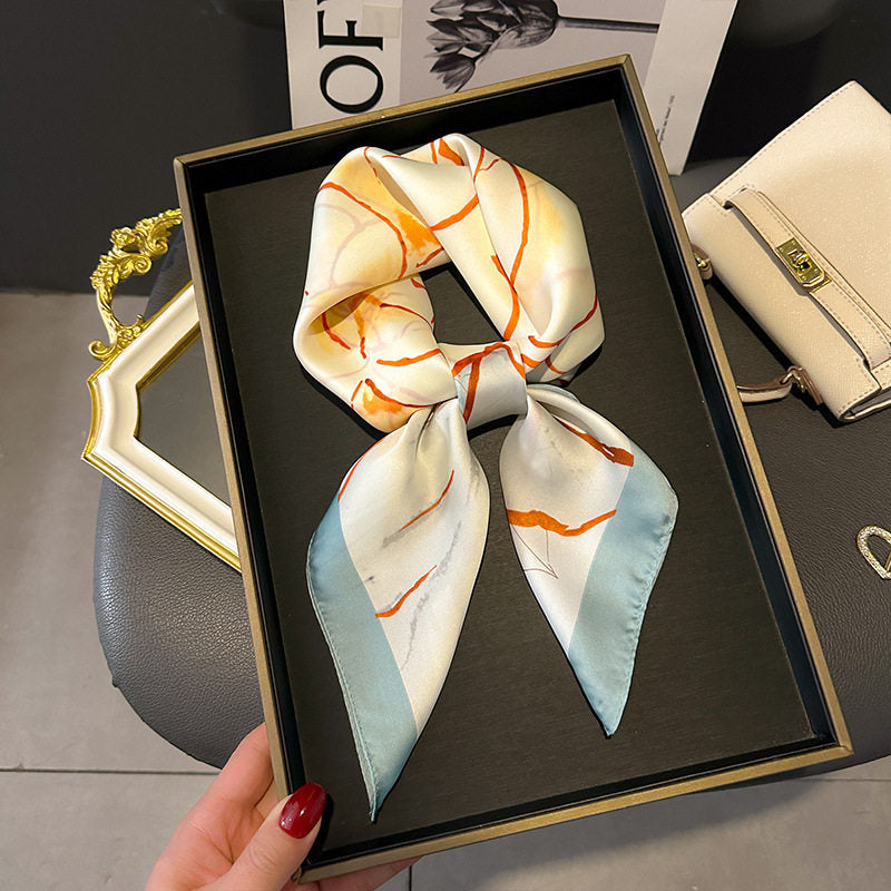 Premium Polyester Silk Feel Scarf 70cm Square, Artistic Geometric Design, Multi Style Accessory