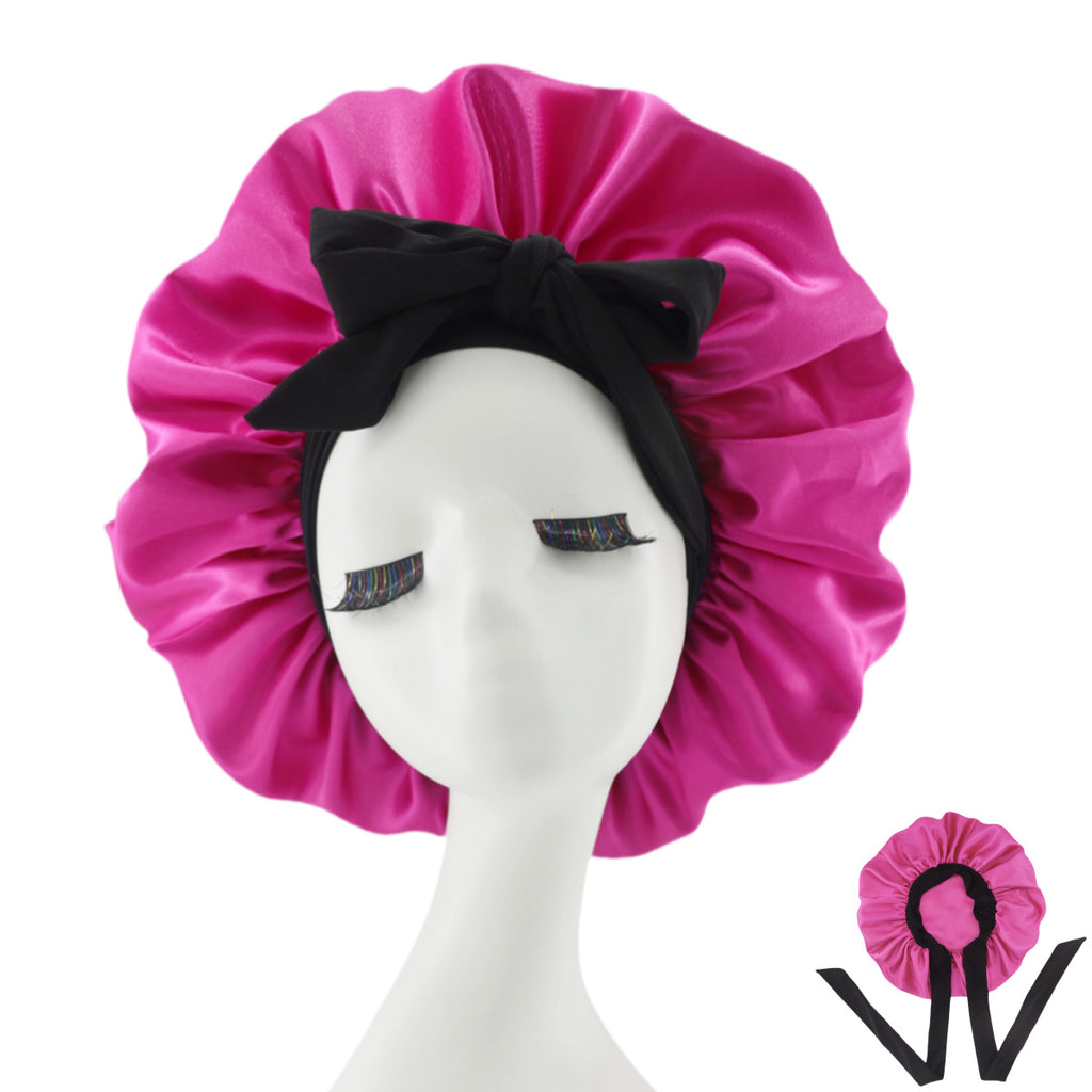 - Satin Sleep Cap for Women – Adjustable Night Bonnet with Bow, Anti‑Frizz & Moisture‑Wicking