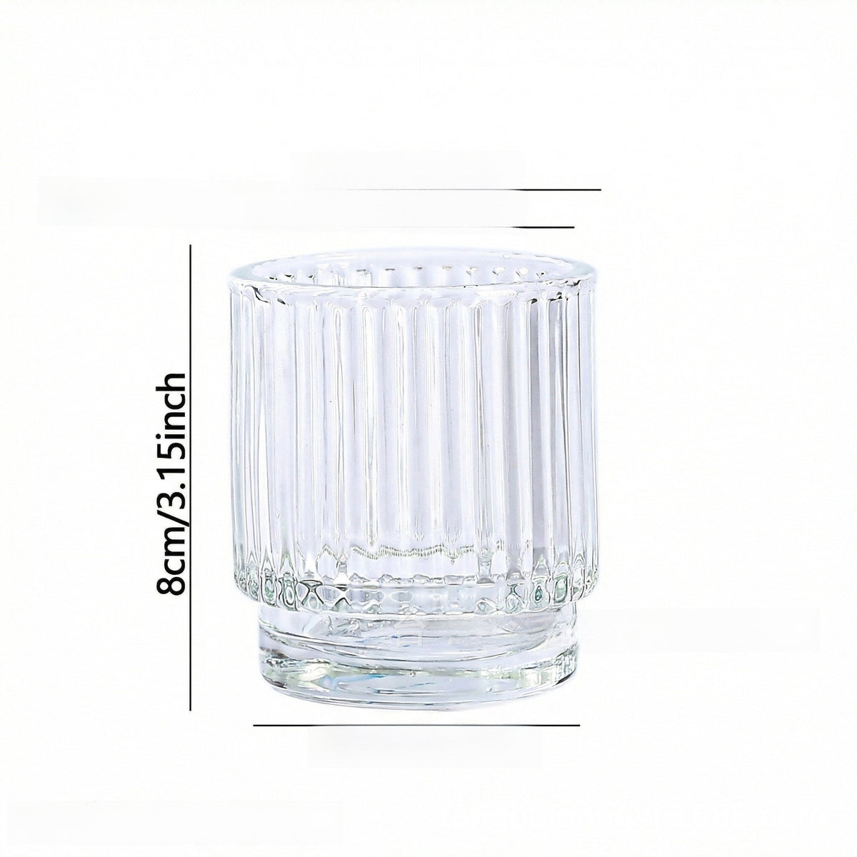Ribbed Glass Candle Holder, Vintage Striped Taper Candlestick Holder