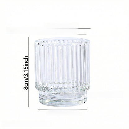 Ribbed Glass Candle Holder, Vintage Striped Taper Candlestick Holder