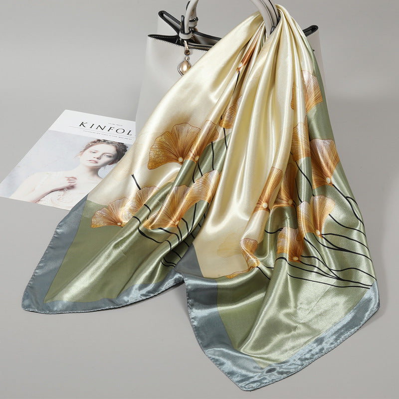 Premium Satin Fashion Scarf Floral & Botanical 90x90 Square Design