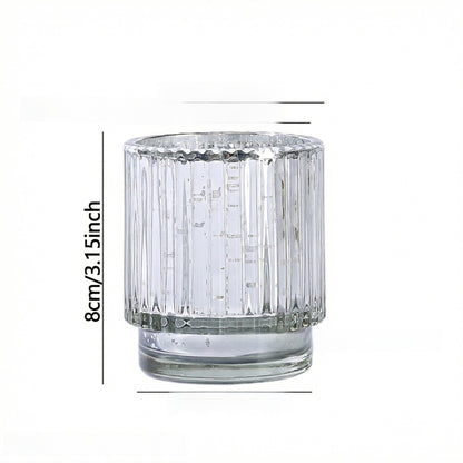 Ribbed Glass Candle Holder, Vintage Striped Taper Candlestick Holder