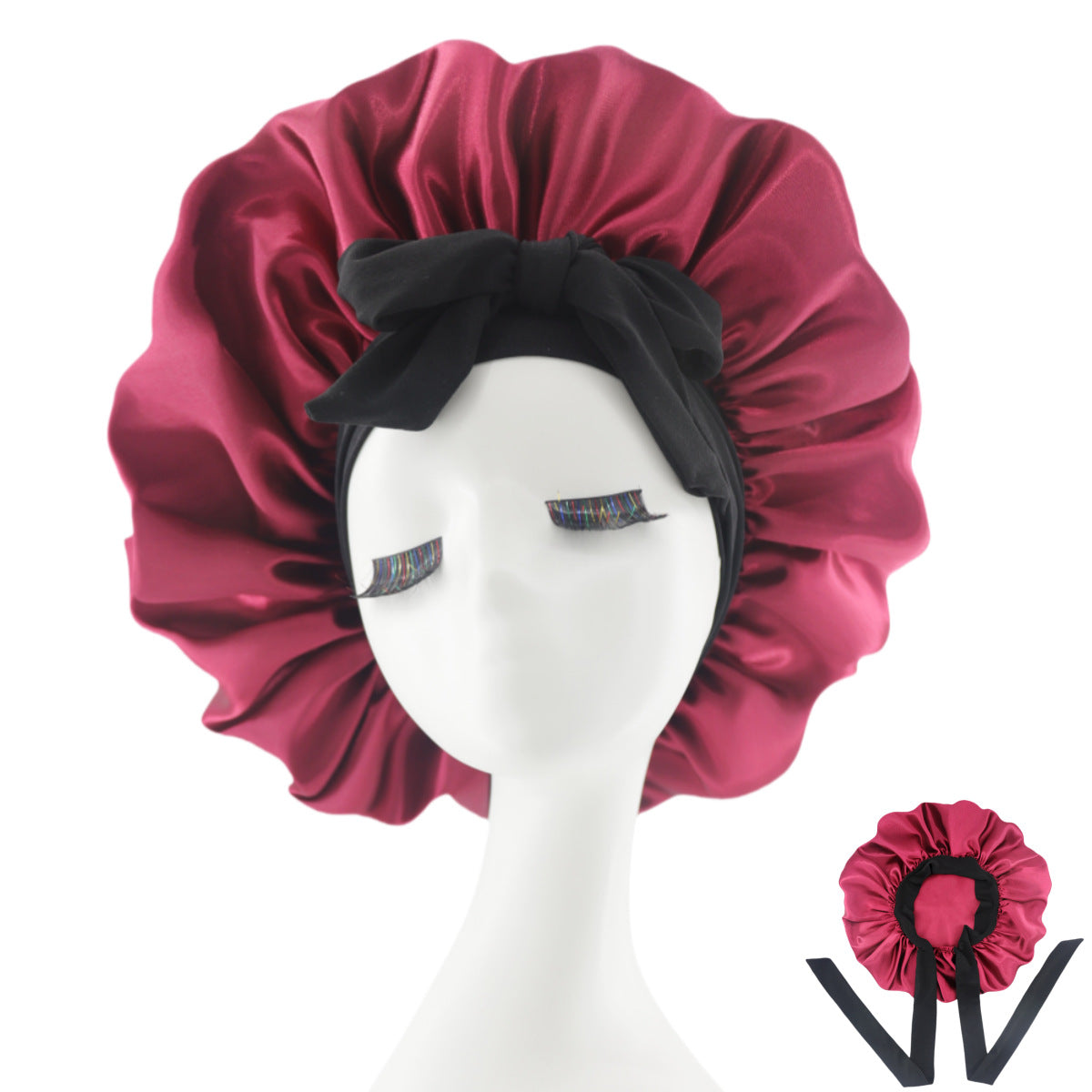 - Satin Sleep Cap for Women – Adjustable Night Bonnet with Bow, Anti‑Frizz & Moisture‑Wicking