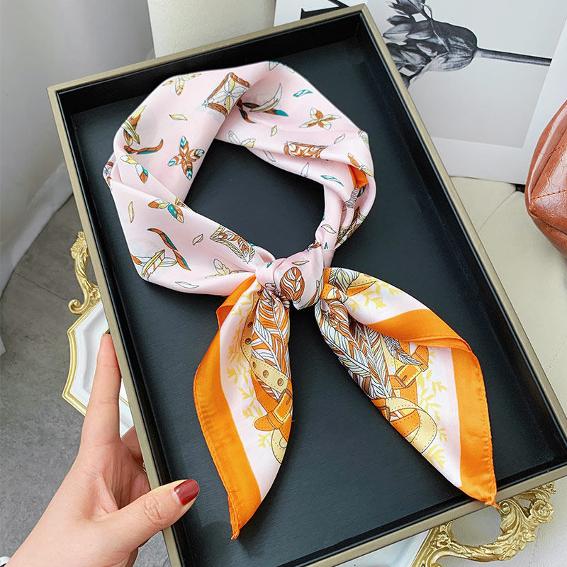 Premium Polyester Silk Feel Scarf 70cm Square, Artistic Geometric Design, Multi Style Accessory