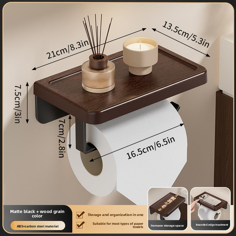 Walnut Finish Steel Wall-Mounted Paper Towel Rack