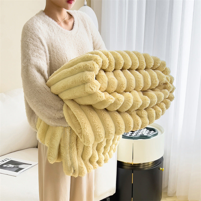 Plush Rabbit Fur Throw & Multi-Purpose Nap Blanket